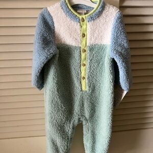 Cat & Jack Blue and Green Color Block Fleece Footie